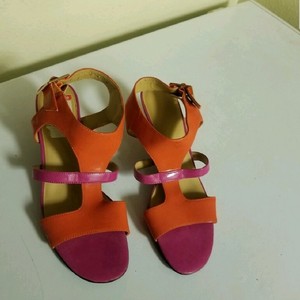 Nine-West-wedge-sandalsOrange-colors-Buckle-closure-wedge