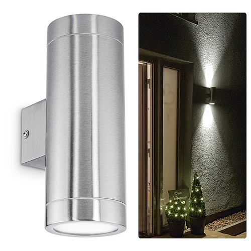2 pezzi lampada da parete TIRA Up & Down esterno acciaio inox IP44 con 4x GU10 3W bianco neutro - Foto 2 di 9