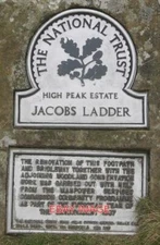 PHOTO  NATIONAL TRUST SIGN JACOBS LADDER MOUNTED ON A STONE ON THE WEST SIDE OF