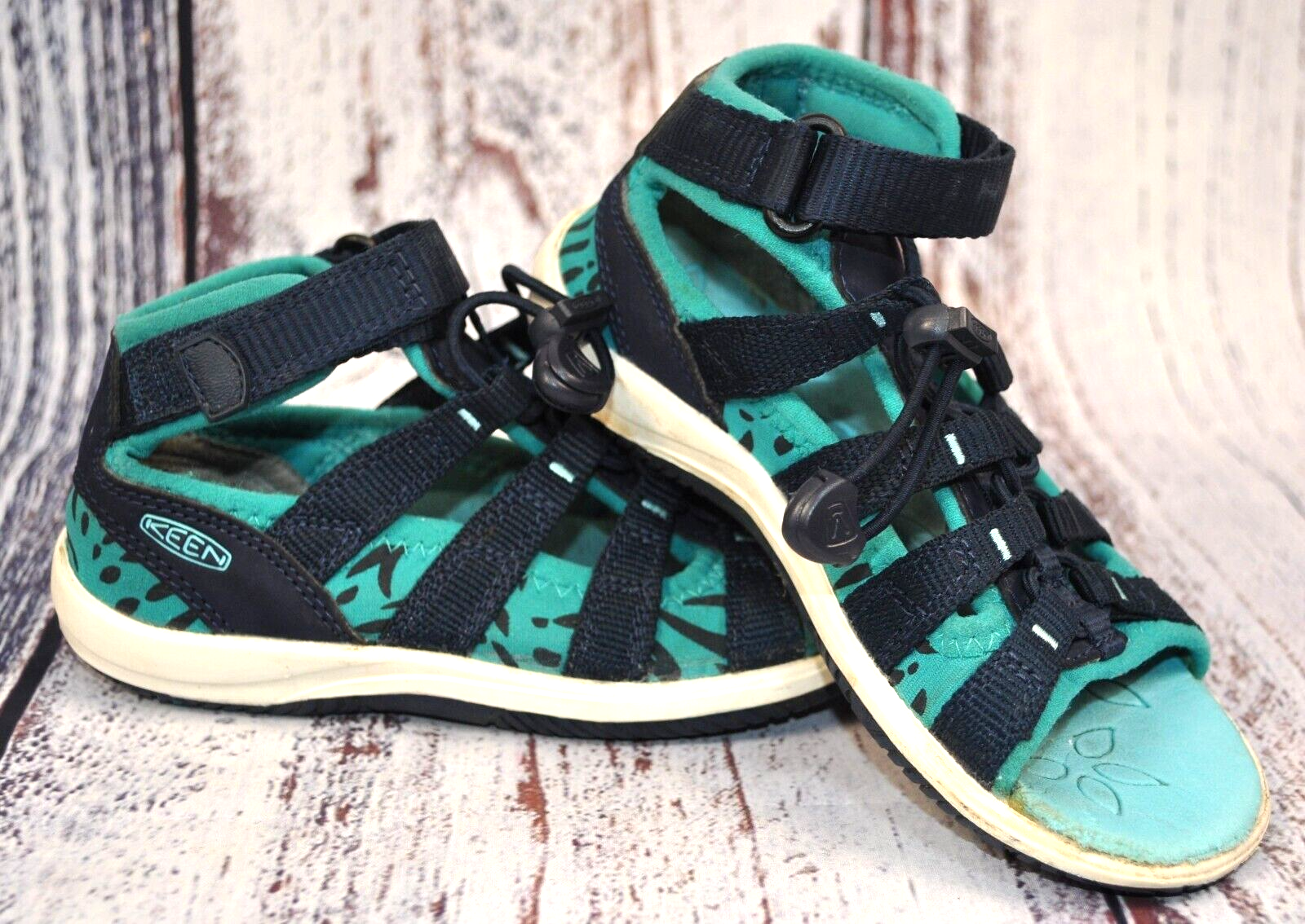 Sandali blu punta aperta Keen Hadley scarpe da acqua da trekking ragazze taglia 11