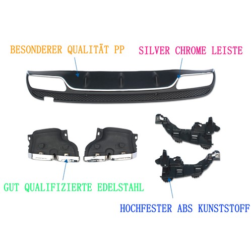 für Mercedes W205 S205 Sport Doppel Auspuff Auspuffanlage Endrohre Heckdiffusor - Bild 3 von 4