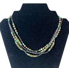 SILPADA Sterling Silver Green Pearl Adventurine Jade Beads Multi Strand NECKLACE