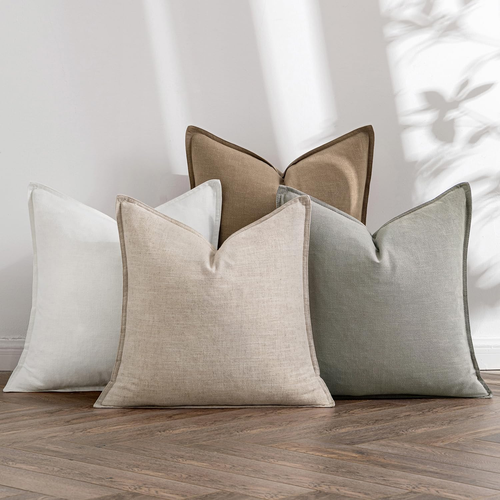 Neutral Linen Pillow Covers Pack of 4 Decorative Natural Solid Throw Pillow Cove