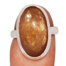 Natural Golden Sunstone 925 Sterling Silver Ring Jewelry s.6.5 CR74211