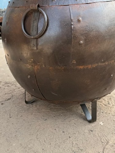 Vintage Iron Pot Round Planter Hand Crafted in Iron Original Old with Handles - Picture 16 of 17