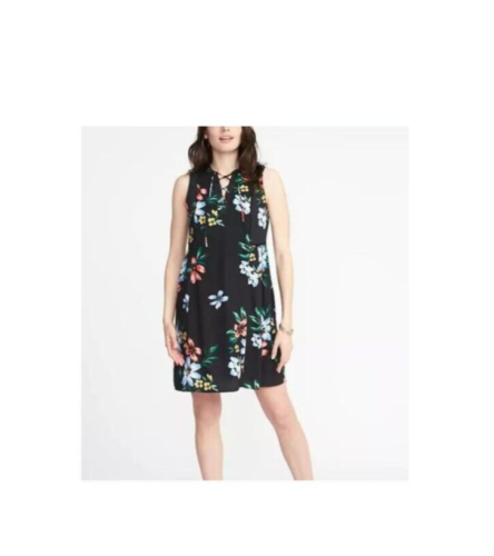 Old Navy Dress Womens Extra Large Floral Empire Waist Lace Up Sleeveless - Picture 13 of 13