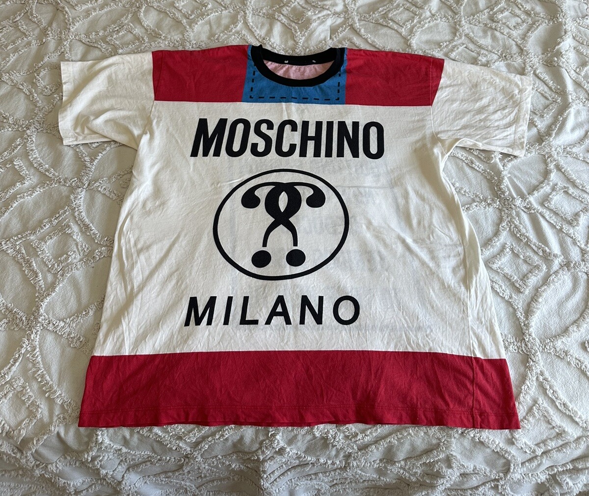 Moschino Milano Logo t-shirt Sz M Vintage Red White Blue Men