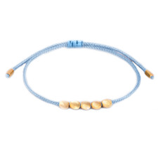 Handmade Copper Bead Tibetan Drawstring Blue Bracelet Men's Women's Adjustable
