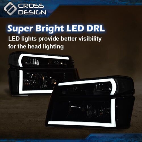 Fit For 2004-2012 Chevy Colorado GMC Canyon Black LED DRL Headlights Lamps - Picture 4 of 12