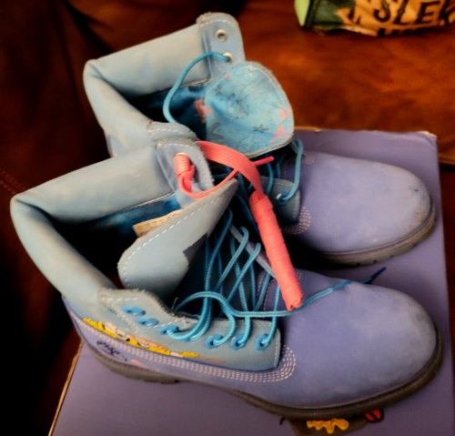 Timberland Premium Waterproof Boots Spongebob Square Pants Blue Nubuc US Men 7.5 - Picture 10 of 20