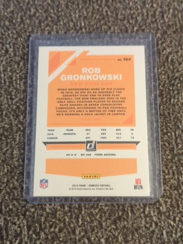 2019 Panini Donruss Orange Foil #164 Rob Gronkowski New England Patriots /87 - Picture 2 of 2