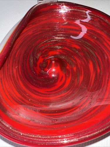 Cuenco de vidrio vintage rojo con brillo hermosa decoración sin astillas - Imagen 8 de 8