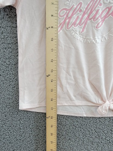 Tommy Hilfiger Embroidered Script Short Sleeve Tie Front T-Shirt Big Girls S (7) - Picture 8 of 14