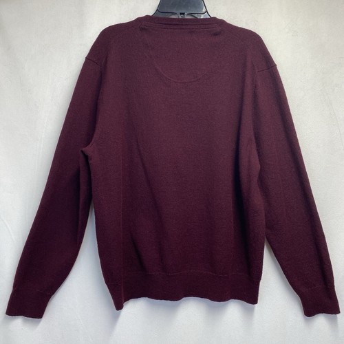 CLUB ROOM Merino Wool V-Neck Casual Pullover Knit Sweater Men Large Burgundy - Bild 2 von 13