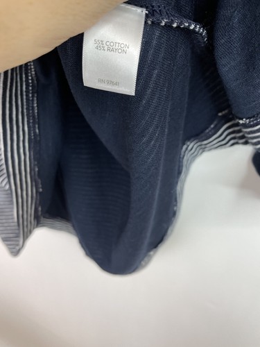 J. Jill Stretchy Striped Thin Knit Navy Blue Top Womens Size Small Casual - Picture 6 of 7