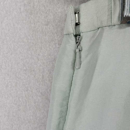 EILEEN FISHER Pants L Silk Slub Straight Cropped High Waist Side Zip Green - Picture 7 of 17