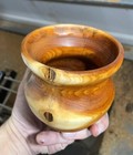 Yew 4x4” Wood Vase Hand Turned And Hollowed Art Deco Cup