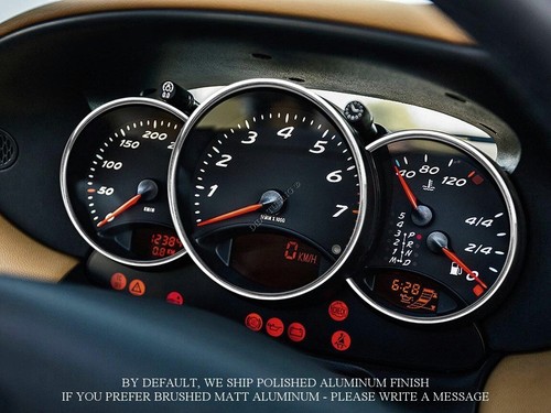 For Porsche Boxster 986 96-04 Polished Aluminum Dashboard Trim dash Rings x3 - Picture 2 of 7
