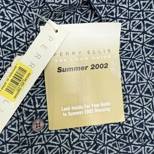Perry Ellis Shirt Men M/L Black Gray Patterned Short Sleeve Summer Button Front - Picture 3 of 4