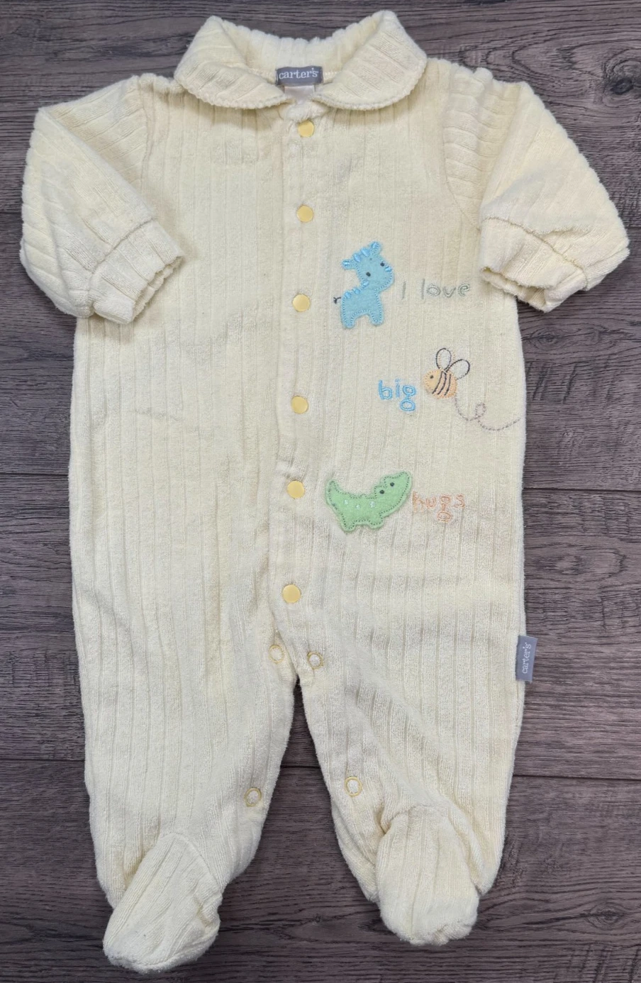 Baby Boy Clothes Vintage Carter's 3 Month Terry Cloth I Love Big Footed Outfit
