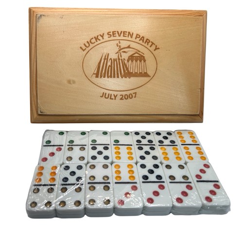 Atlantis Lucky 7 Party Domino 2007 Set In Wood Box Tiles Are Sealed Rare Game