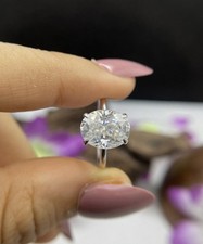 2ct Oval Cut Lab Created Diamond Solitaire Engagement Ring 14k White Gold Plated