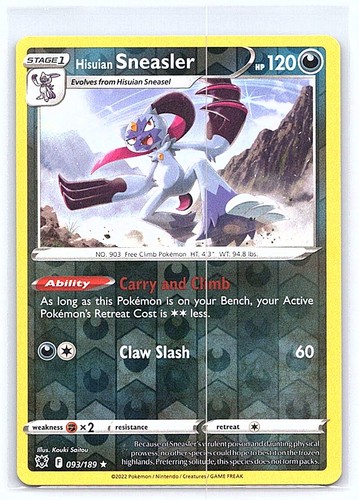 HISUIAN SNEASLER 093/189 REVERSE HOLO ASTRAL RADIANCE POKEMON TCG CARD