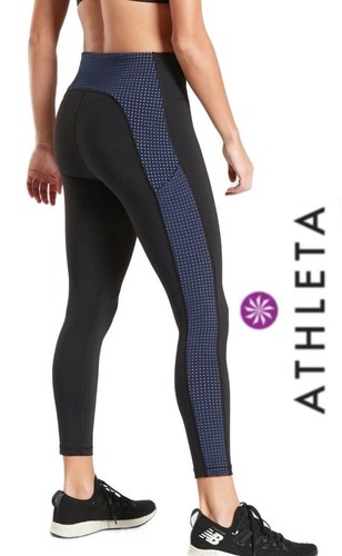 Athleta Stash Pocket 7/8 Legging Size Small Black And Blue Leggings