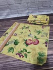 6 Cloth Napkins Country Cottage Decor Apples Fruit On Yellow
