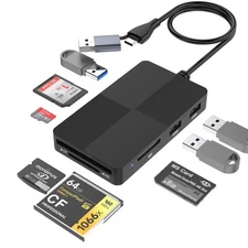 SD Card Reader USB Hub 3.0,8 in 2 Multi Memory Card Reader for SD TF CF XD MS...