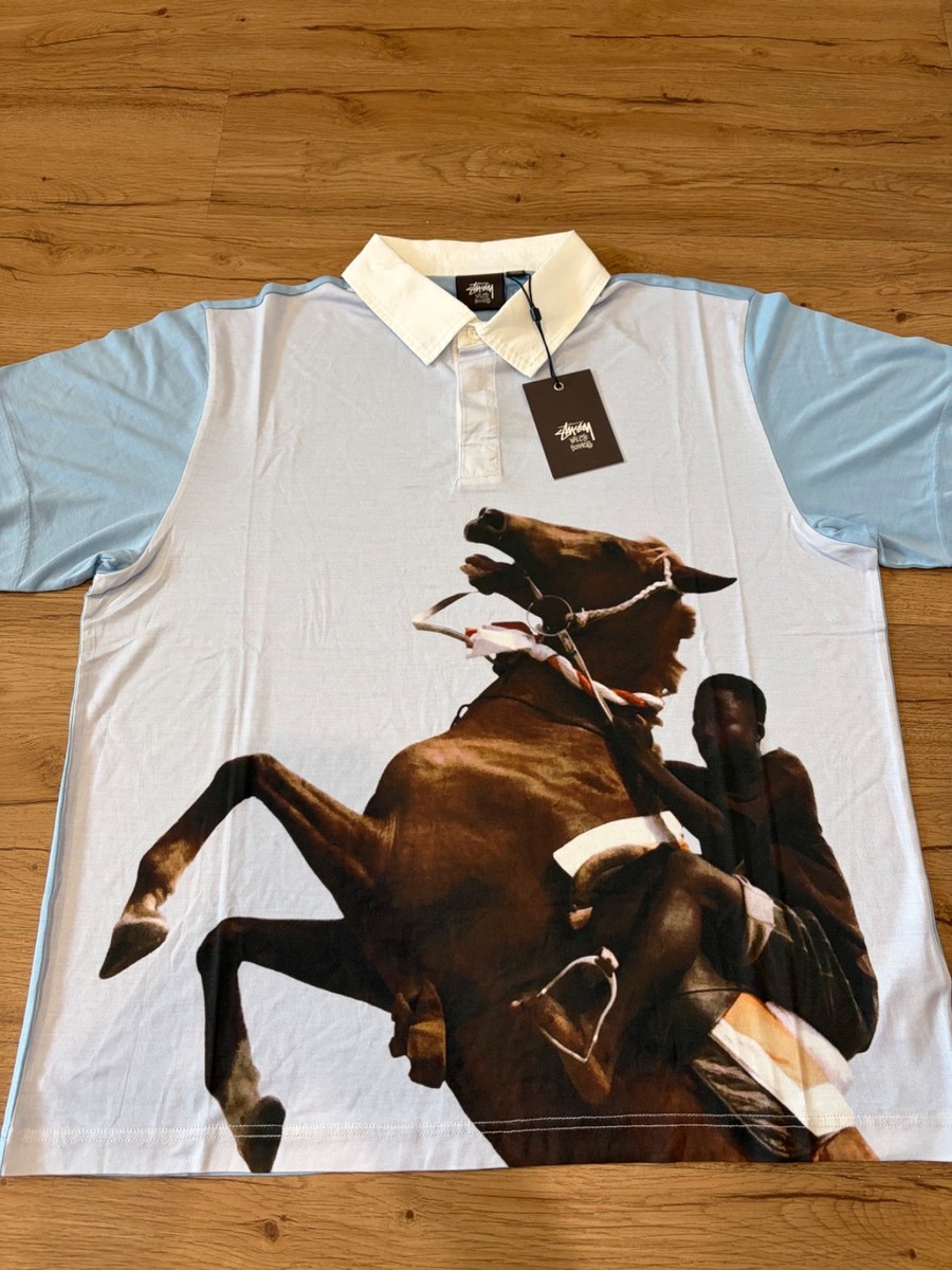 Stussy x Wales Bonner Blue Silk Polo | eBay
