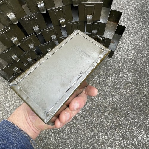 Vintage Lot of 26 Army Green Metal Industrial Parts Bins Only - Picture 13 of 24