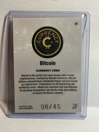 Cardsmiths Series 4 Bitcoin BTC Opal 8/45 Gemstone Refractor Trading Card - Imagen 2 de 2
