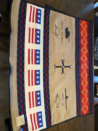 Pendleton Navajo Code Talker American Flag Blanket - Picture 4 of 6