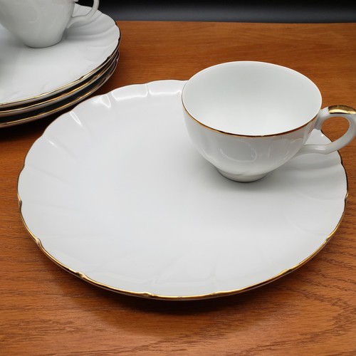 Regency by Laurel China Snack Plate & Cup Set for 4 Japan Vintage Swirl Scallop - Picture 2 of 9