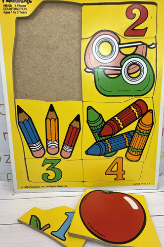 1986 Playskool Wooden Puzzle Counting Fun 8 Pieces 186-08 - Picture 5 of 8