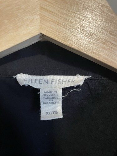 Eileen Fisher XL klassisches Hemd mit Knopfleiste lang schwarz Bio-Baumwolle bequem - Bild 5 von 6