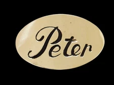 NG09156 *NOS* VINTAGE 1970s NAME **PETER** POLISHED SOLID BRASS BARON BUCKLE