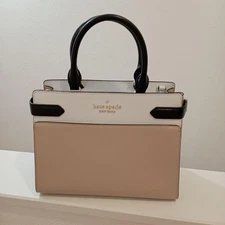 m1122 kate spade New York Leather Tote Bag Beige White Black New Unused