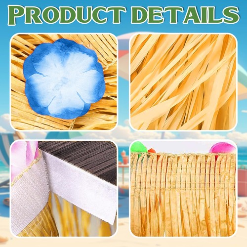 Luau Party Decorations, Grass Table Skirt for Tropical Hawaiian Party Decorat... - Picture 3 of 6