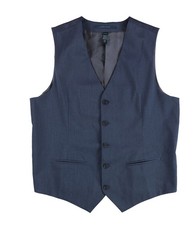 Perry Ellis Mens Suiting Five Button Vest, Blue, Small Regular