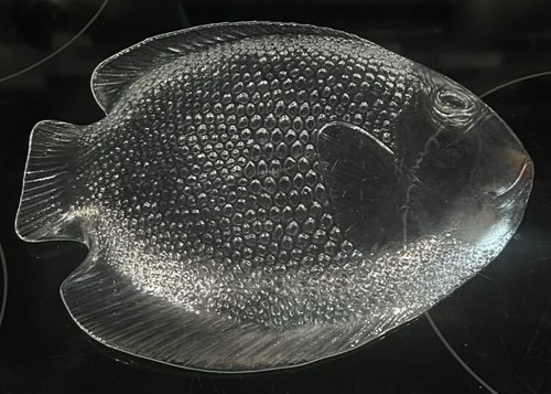 Vintage 70er Cristal D'Arque-Durand Klarglas Fischplatte 10 1/4" x 8 1/4" Frankreich - Bild 5 von 8