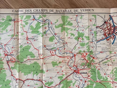 Carte Des Champs De Bataille De Verdun 1920 WWI Map - Picture 10 of 14