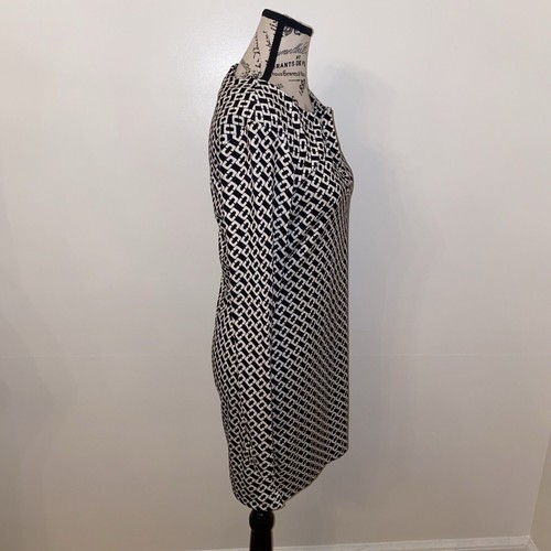 Diane von Furstenberg Women's 2 Black White Chain Link Print Reina Silk Dress - Picture 2 of 14