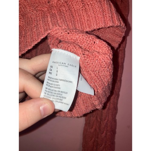 American Eagle peach colored cropped sweater size large  - Picture 3 of 5