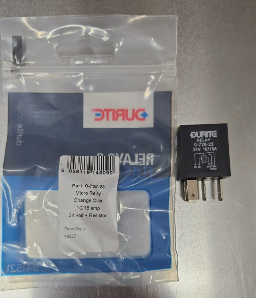 Durite 0-728-23 24V 10A-15A Micro Changeover Relay with Resistor