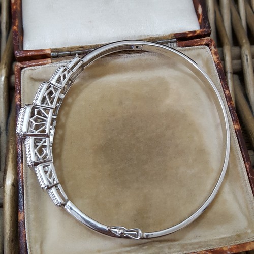 Bracciale in argento sterling 925, braccialetto con diamanti blu naturali, 8,2", polso grande - Foto 7 di 8