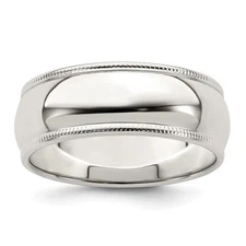 Men's 7mm Sterling Silver Half Round Milgrain Edge Standard Fit Band