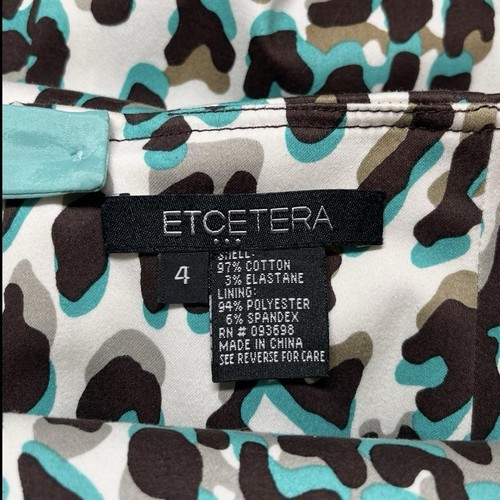 NWOT! Etcetera Leopard Print Pencil Skirt Size 4 Bold Teal Taupe Black Stretch - Picture 2 of 3