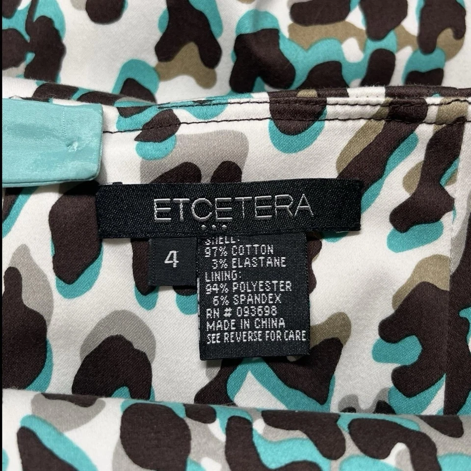 ¡NUEVO SIN ETIQUETAS! Falda lápiz Etcetera estampado de leopardo talla 4 audaz verde azulado topo negra elástica Foto 2 de 3
